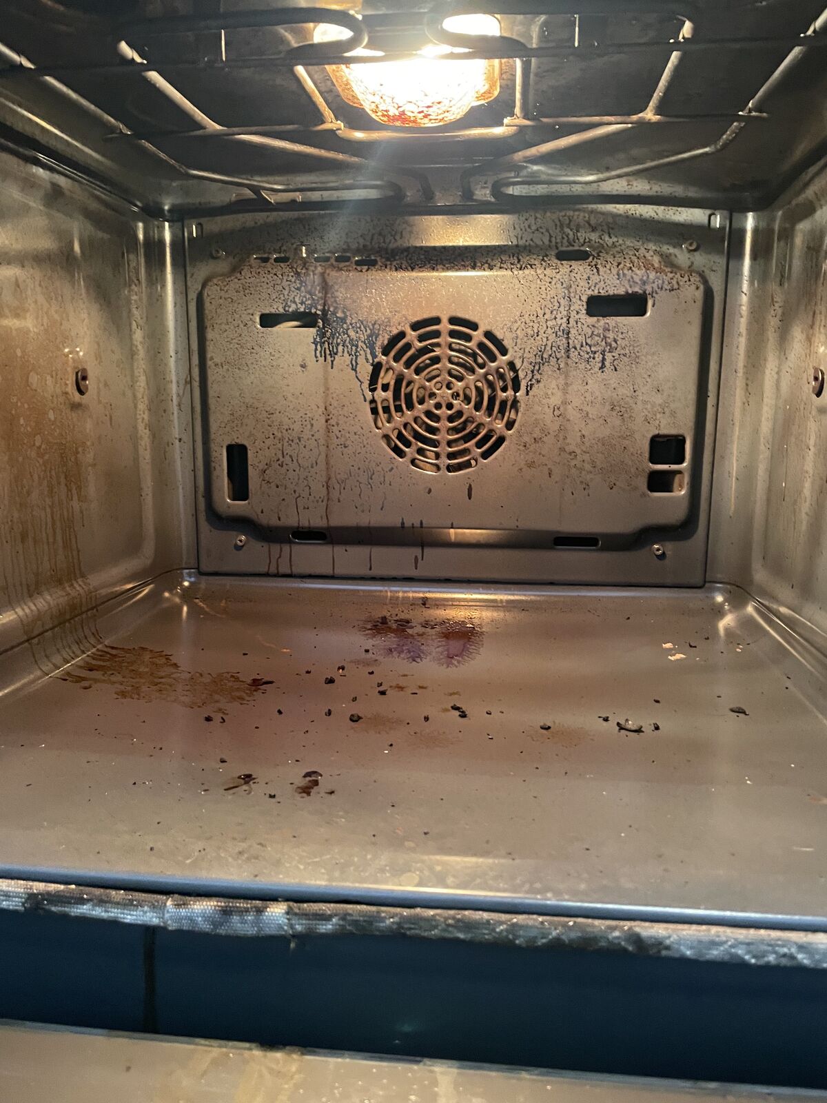 Oven interior before cleaning